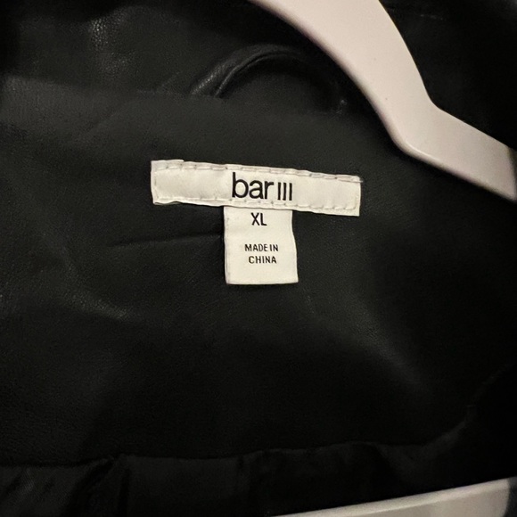 New Macy’s black leather jacket silver zippers L with Tags - Picture 2 of 4